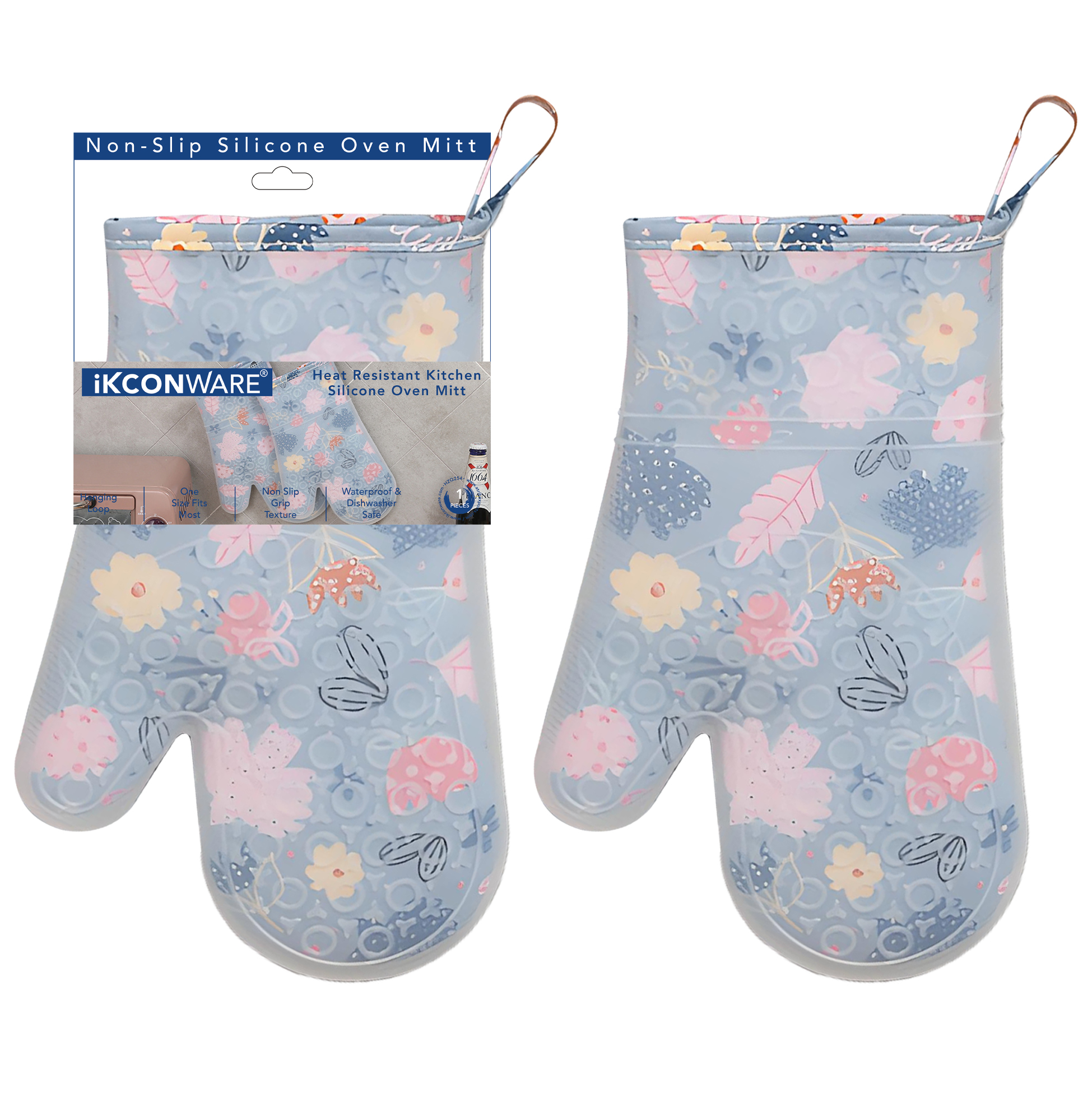 Floral Themed Silicone Oven Mitt