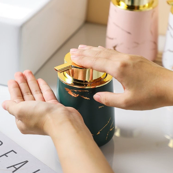 Marble-Patterned Soap Dispenser