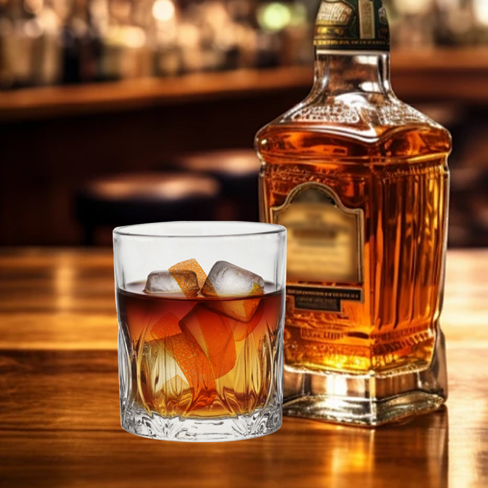 6-Piece Crystal-Cut Whiskey Glass Set