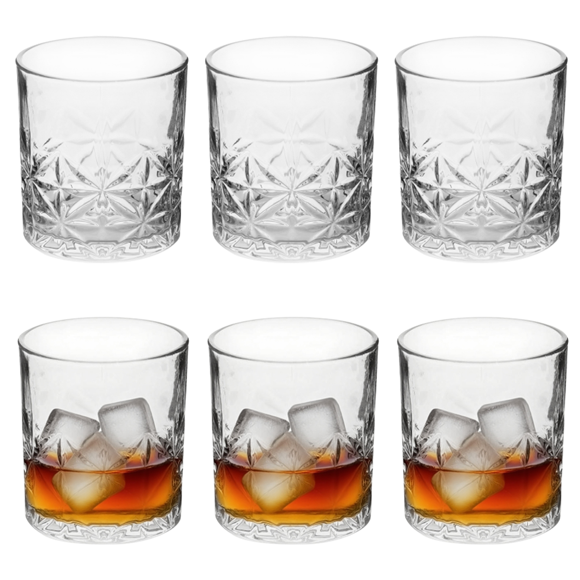 6-Piece Star-Etched Whiskey Glass Set