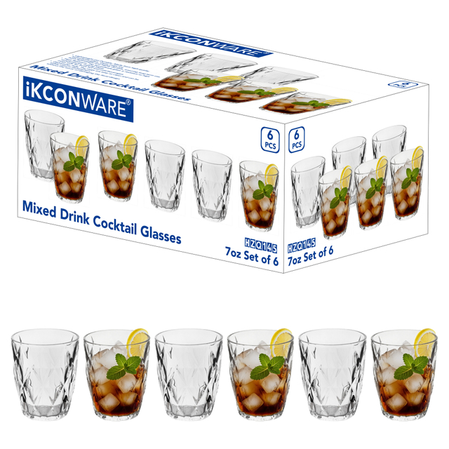 6-Piece Diamond-Cut Glass Tumbler Set