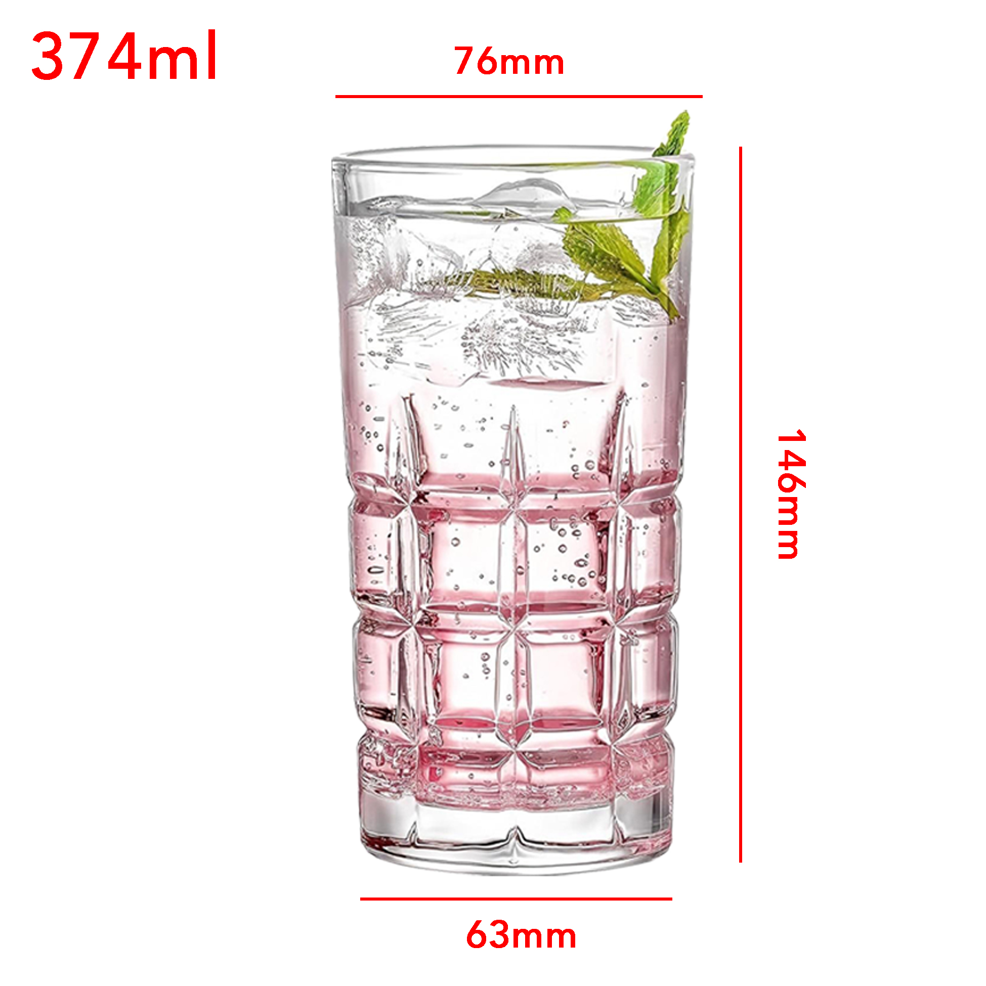 Set of 6 Square-Patterned Drinking Glasses