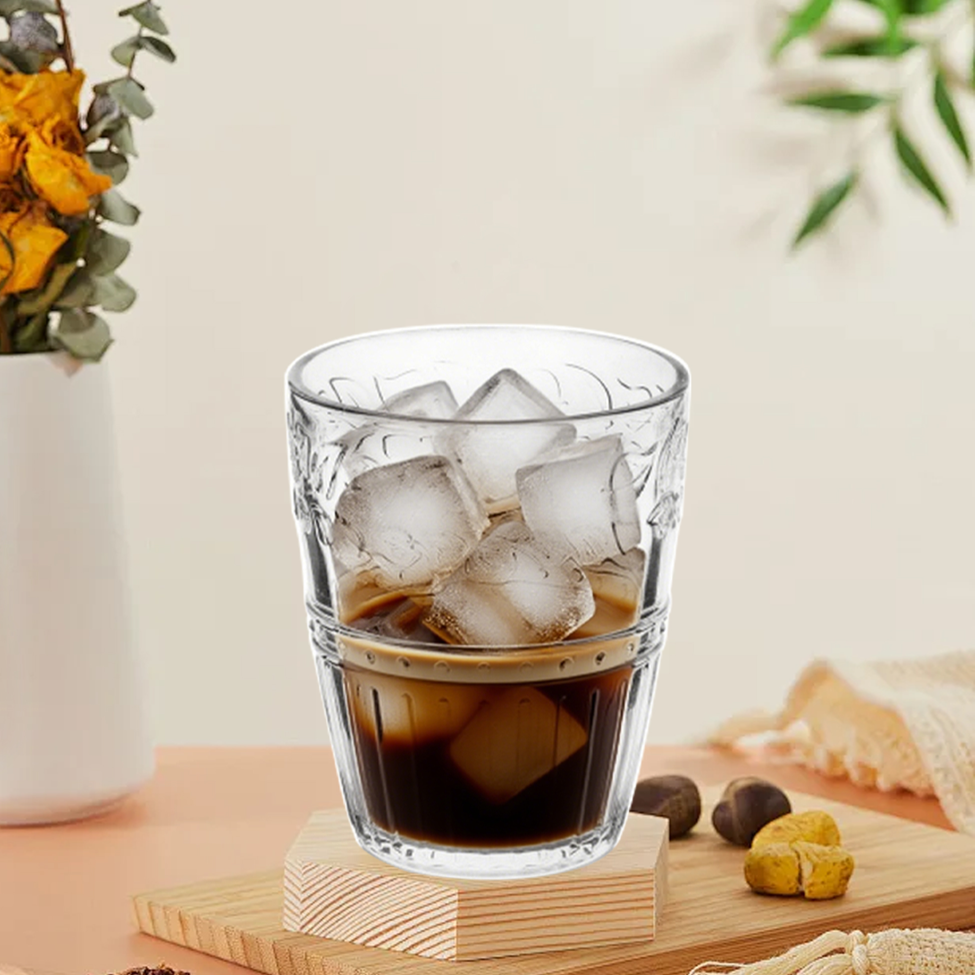 6-Piece Etched Pattern Glass Tumbler Set