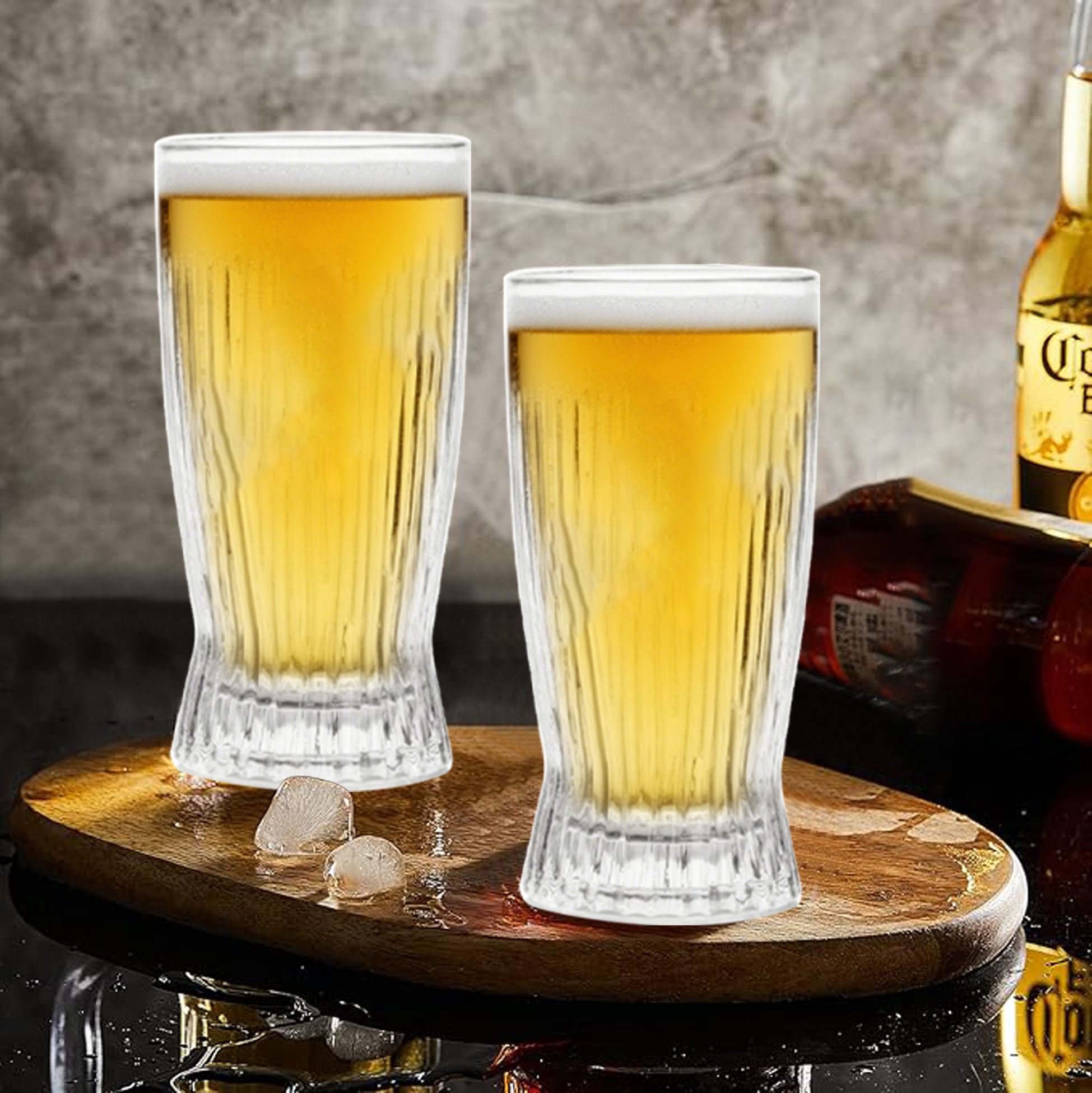 6-Piece Ribbed Beer Glass Set