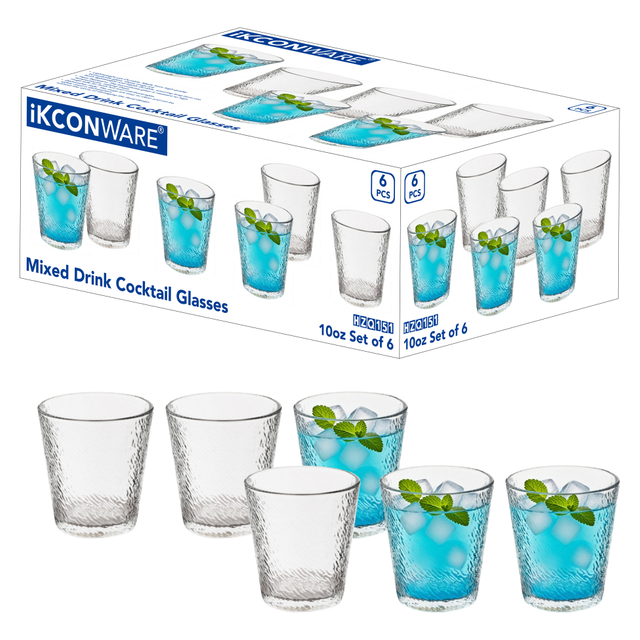 6-Piece Hammered Textured Glass Tumbler Set