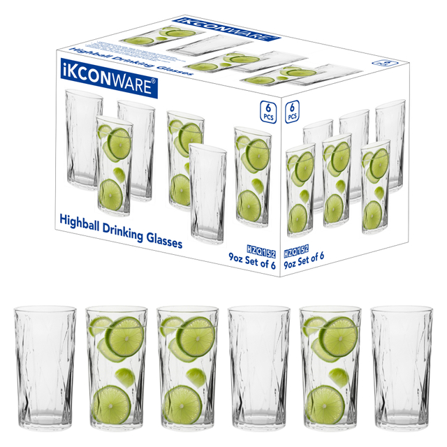 6-Piece Diagonal-Cut Highball Glass Set