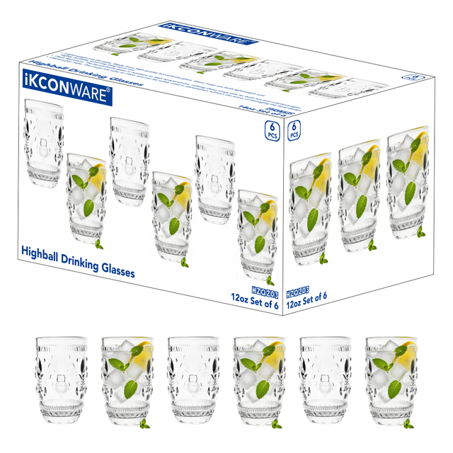6-Piece Fleur-De-Lis Etched Glass Set