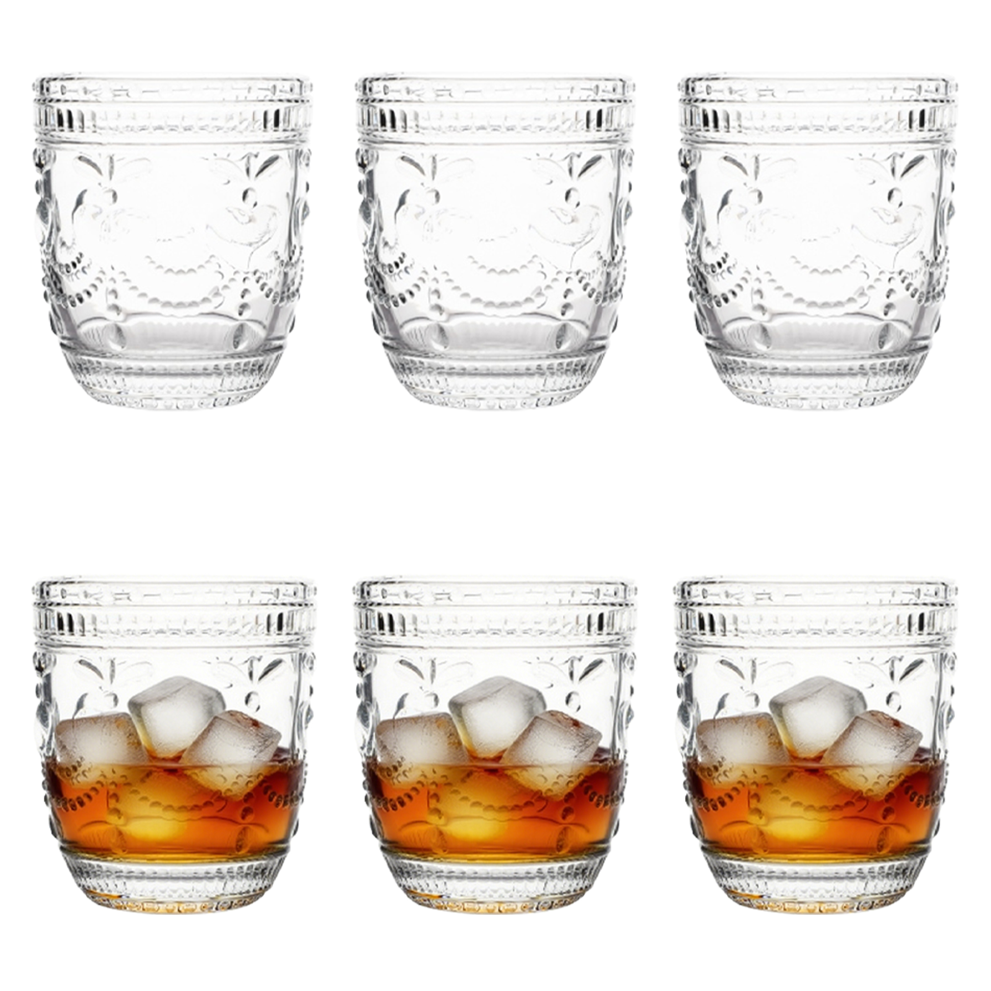 6-Piece Engraved Vintage Whiskey Glass Set