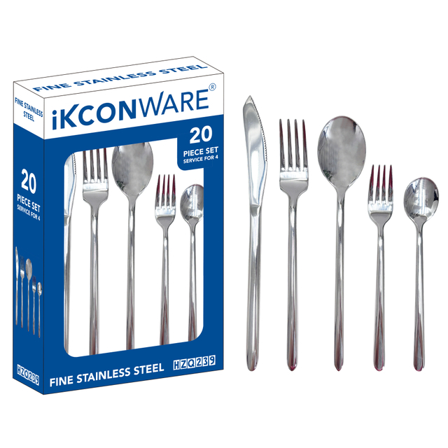 20-Piece Mirror-Polished Stainless Steel Cutlery Set