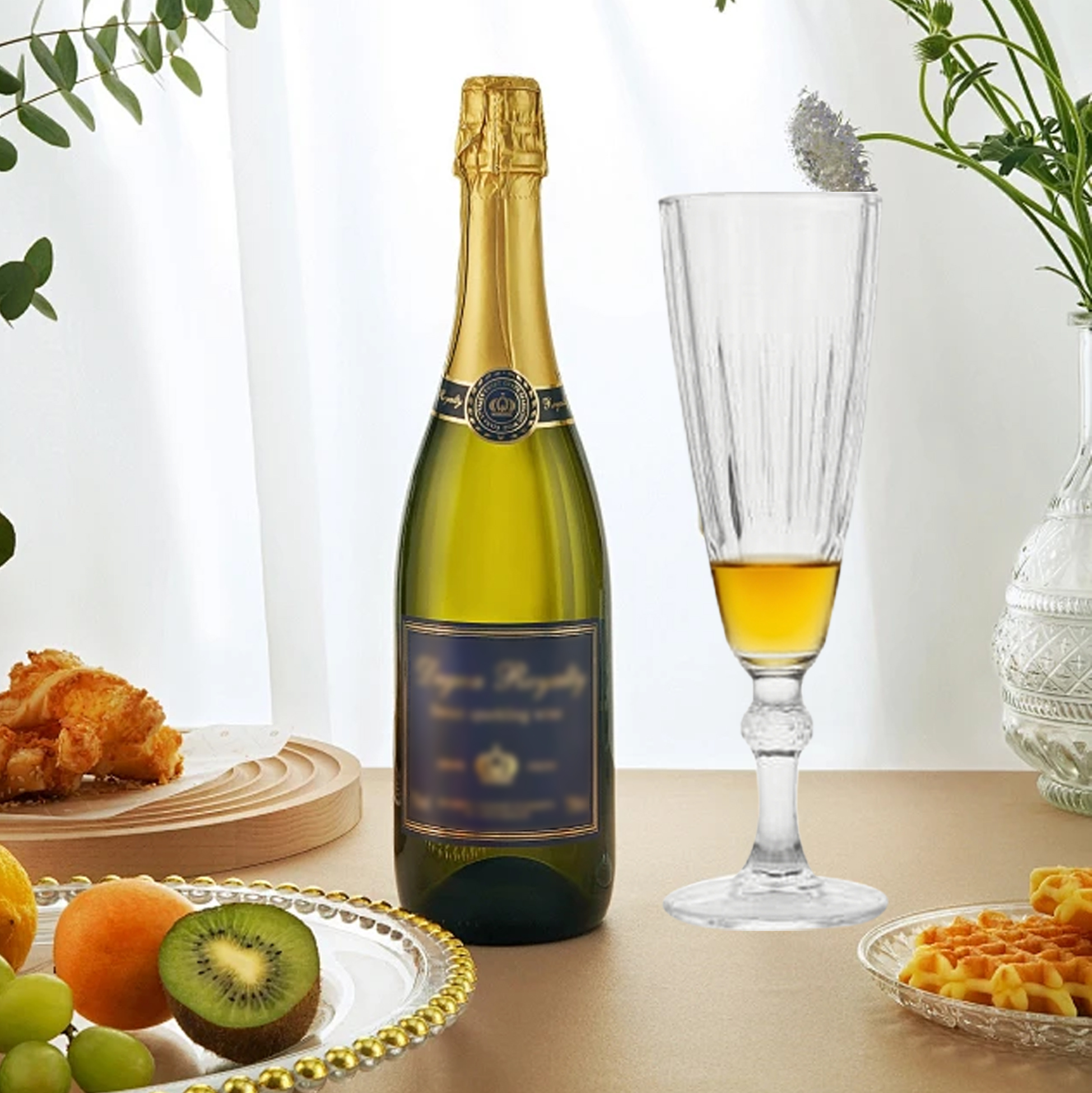 6-Piece Ribbed Champagne Flute Set