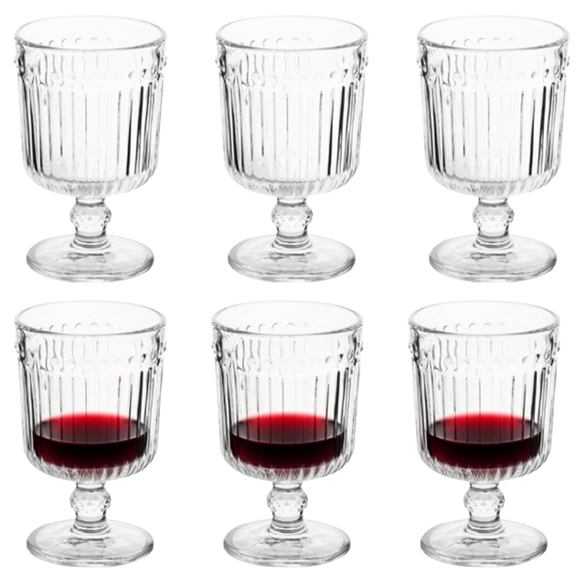 6-Piece Ribbed Stemmed Wine Glass Set