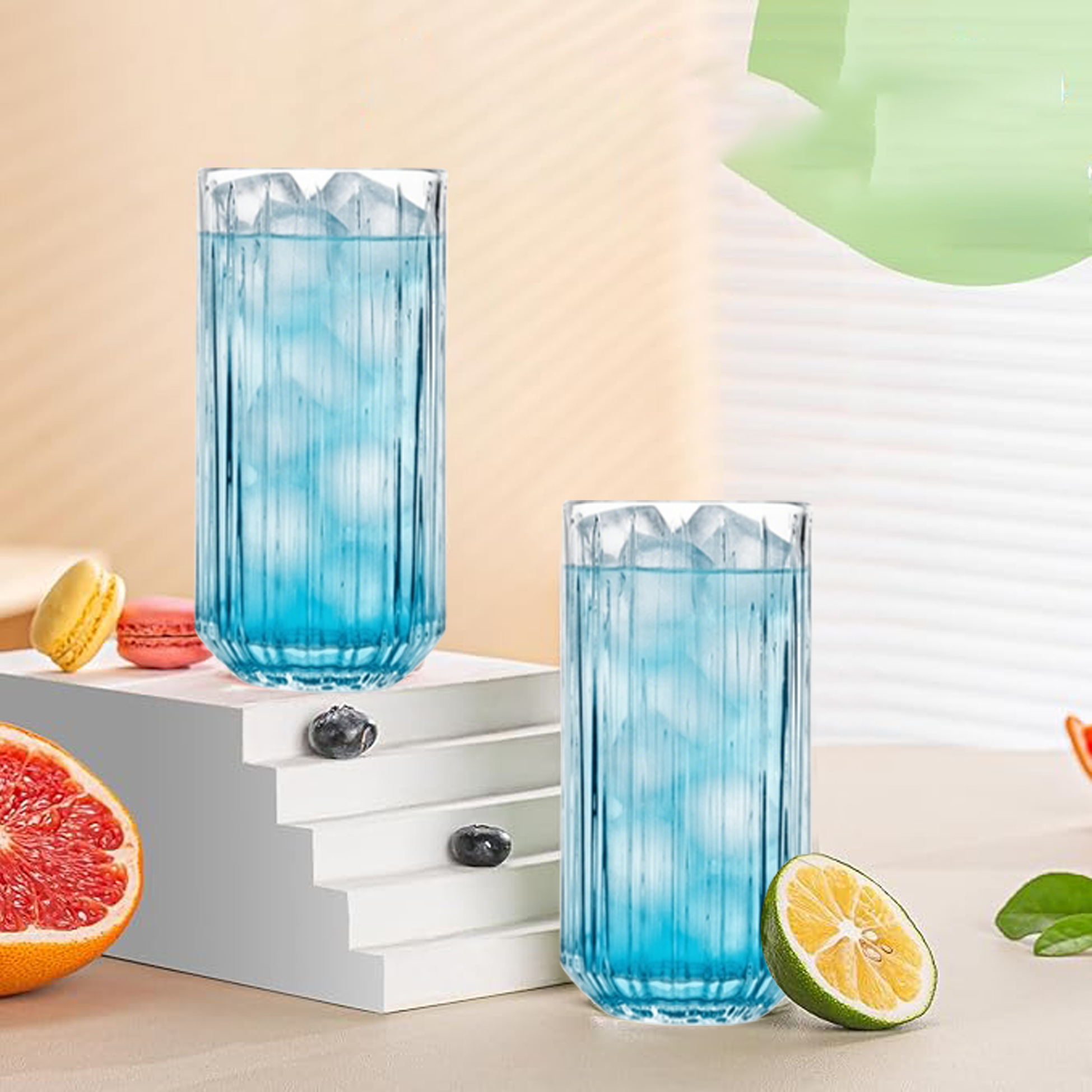 6-Piece Ribbed Highball Glass Set