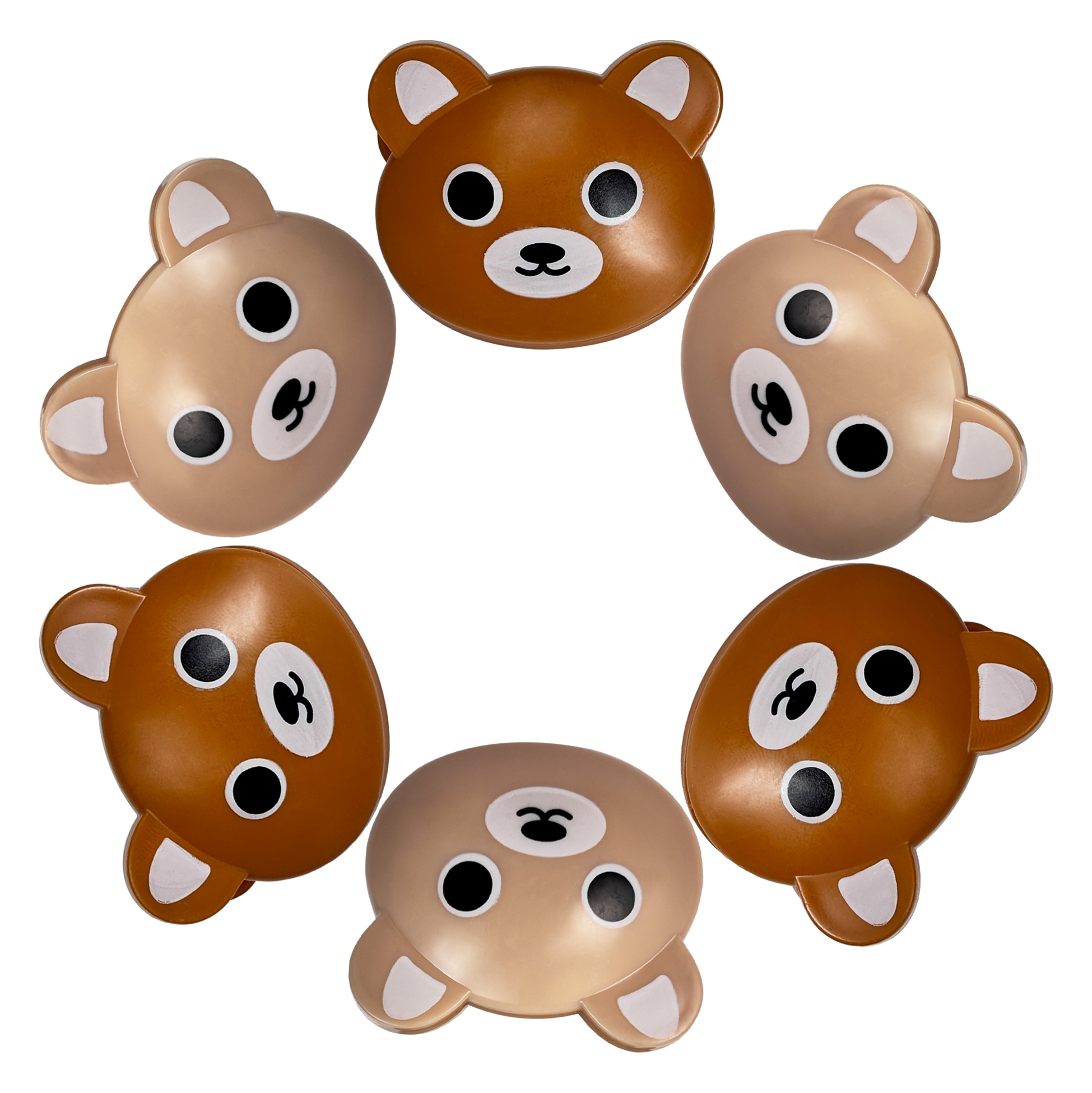 Brown Bear-Themed Plastic Clip Set of 6
