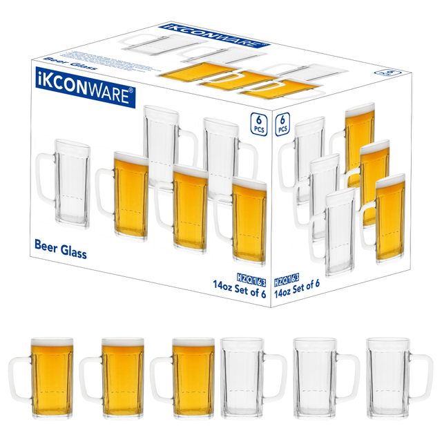 6-Piece Ribbed-Wall Beer Mug Set