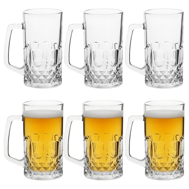 6-Piece Diamond-Etched Beer Mug Set
