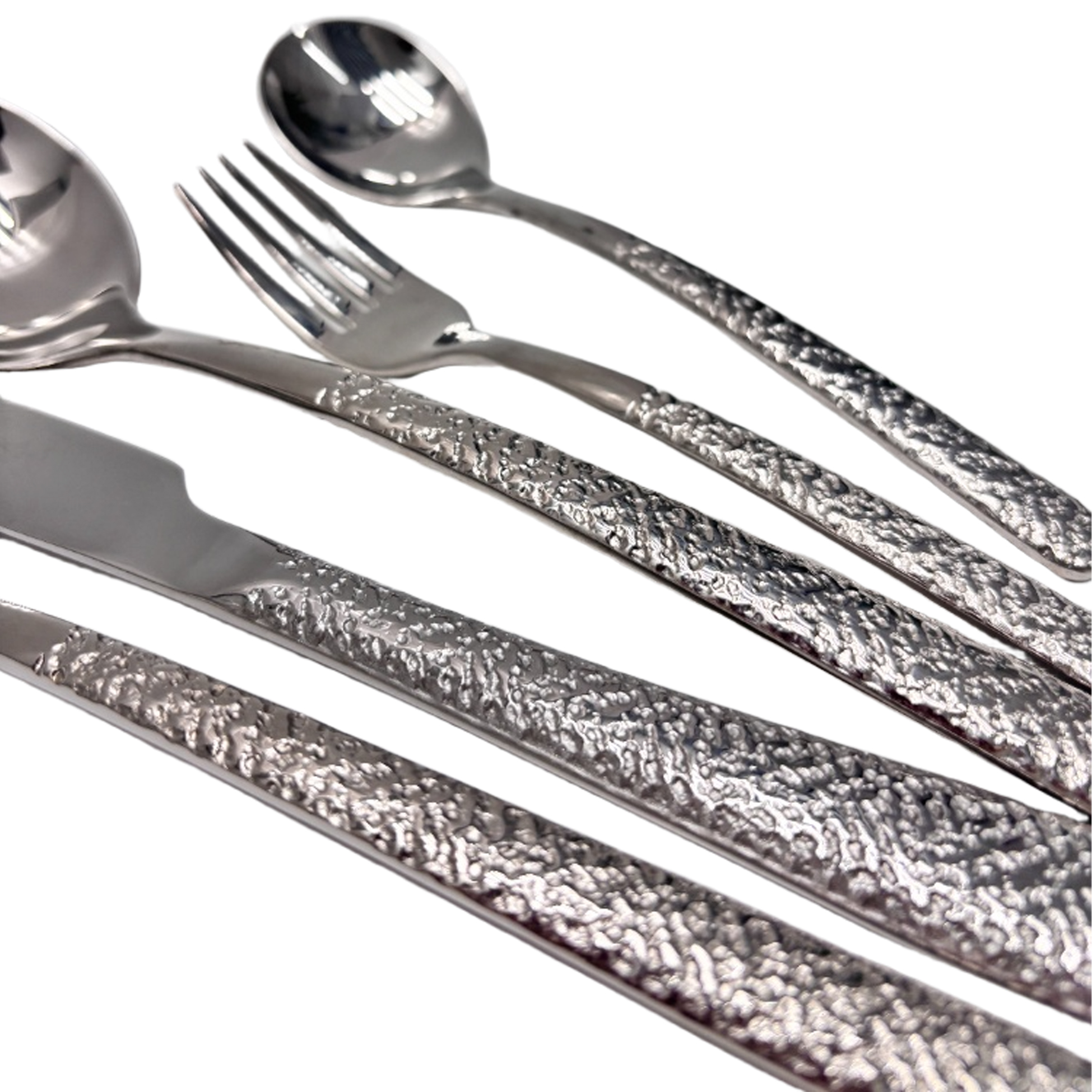 5-Piece Textured-Handle Stainless Steel Cutlery Set