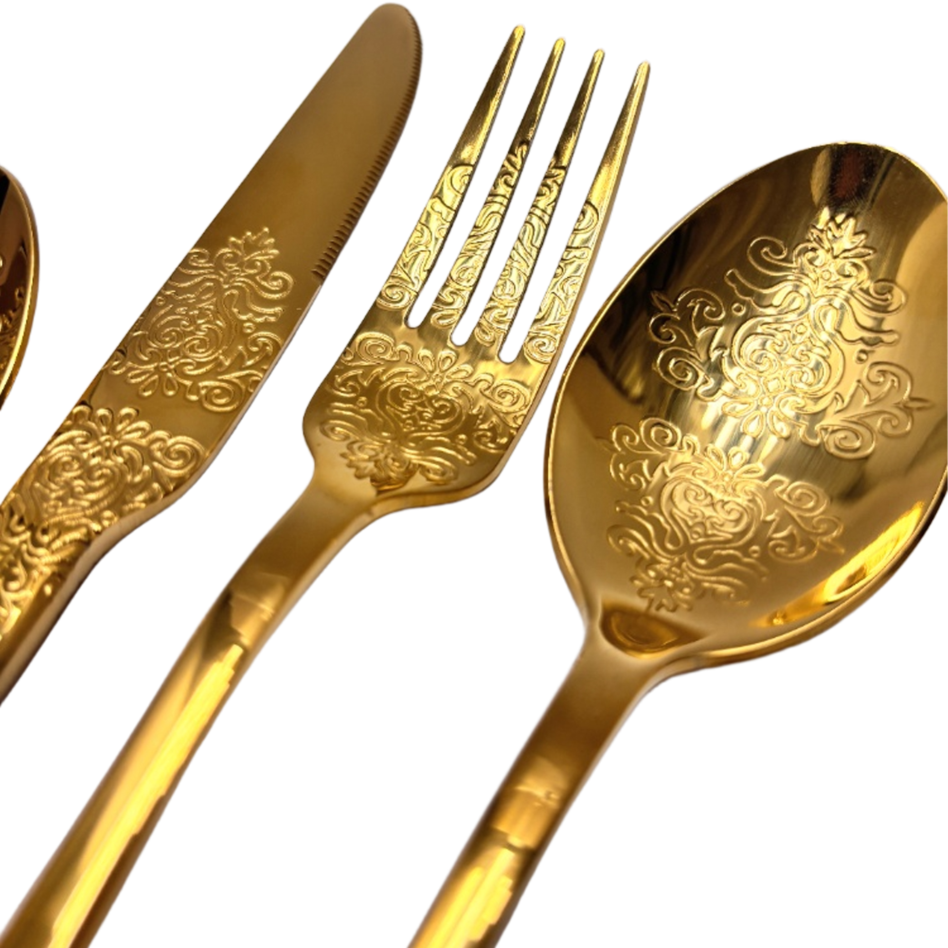 20-Piece Gold-Plated Ornate Cutlery Set