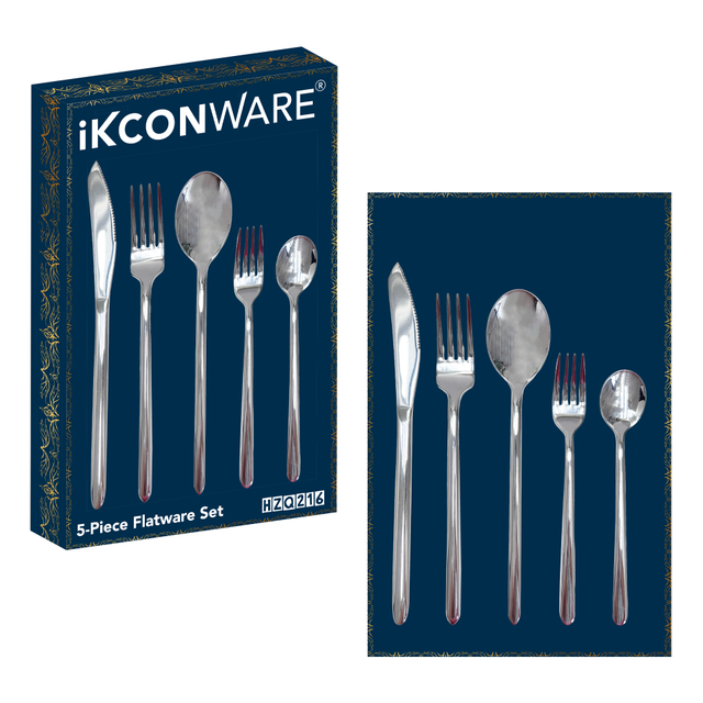 5-Piece Mirror-Polished Stainless Steel Cutlery Set