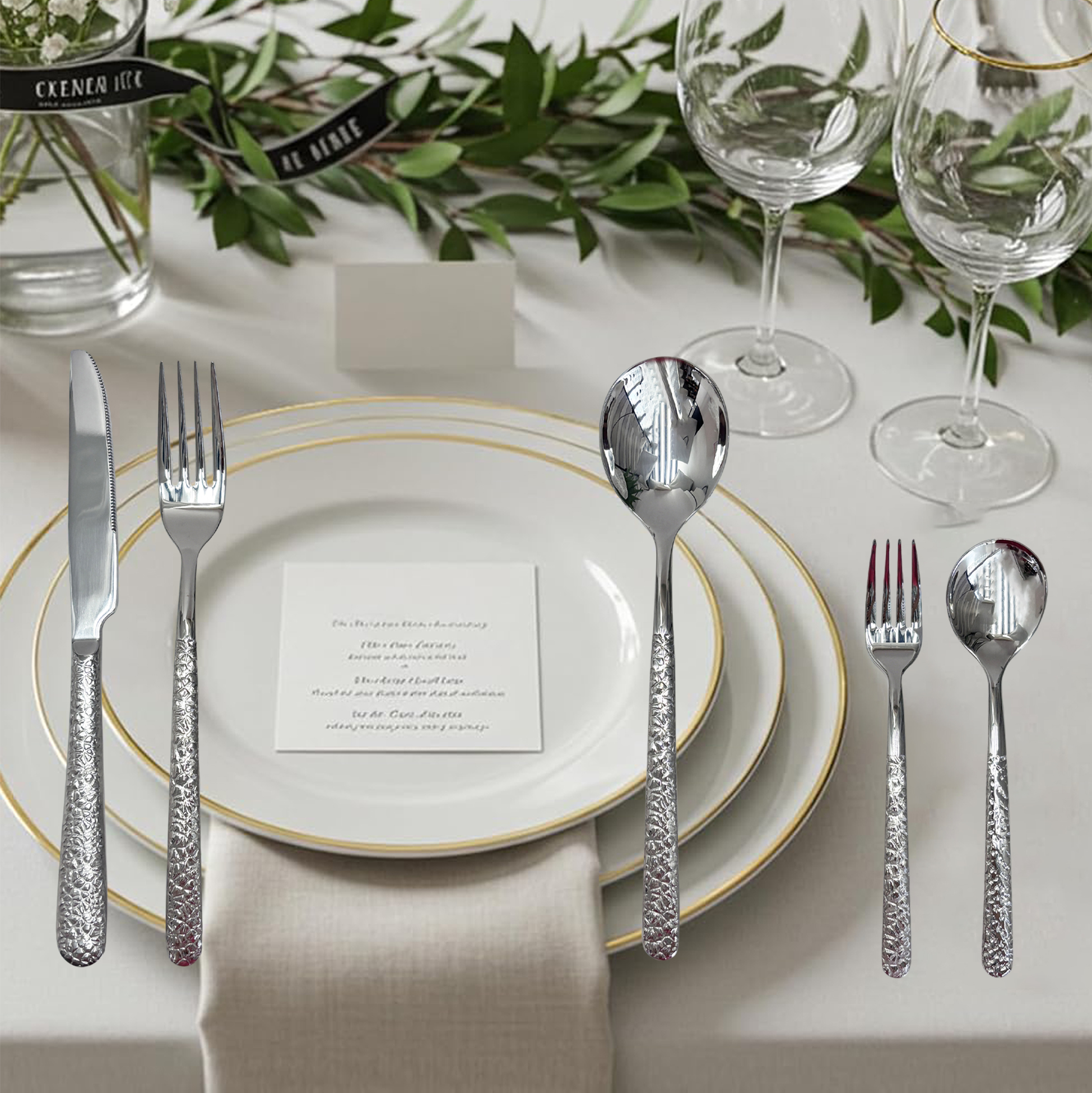 5-Piece Textured Stainless Steel Cutlery Set