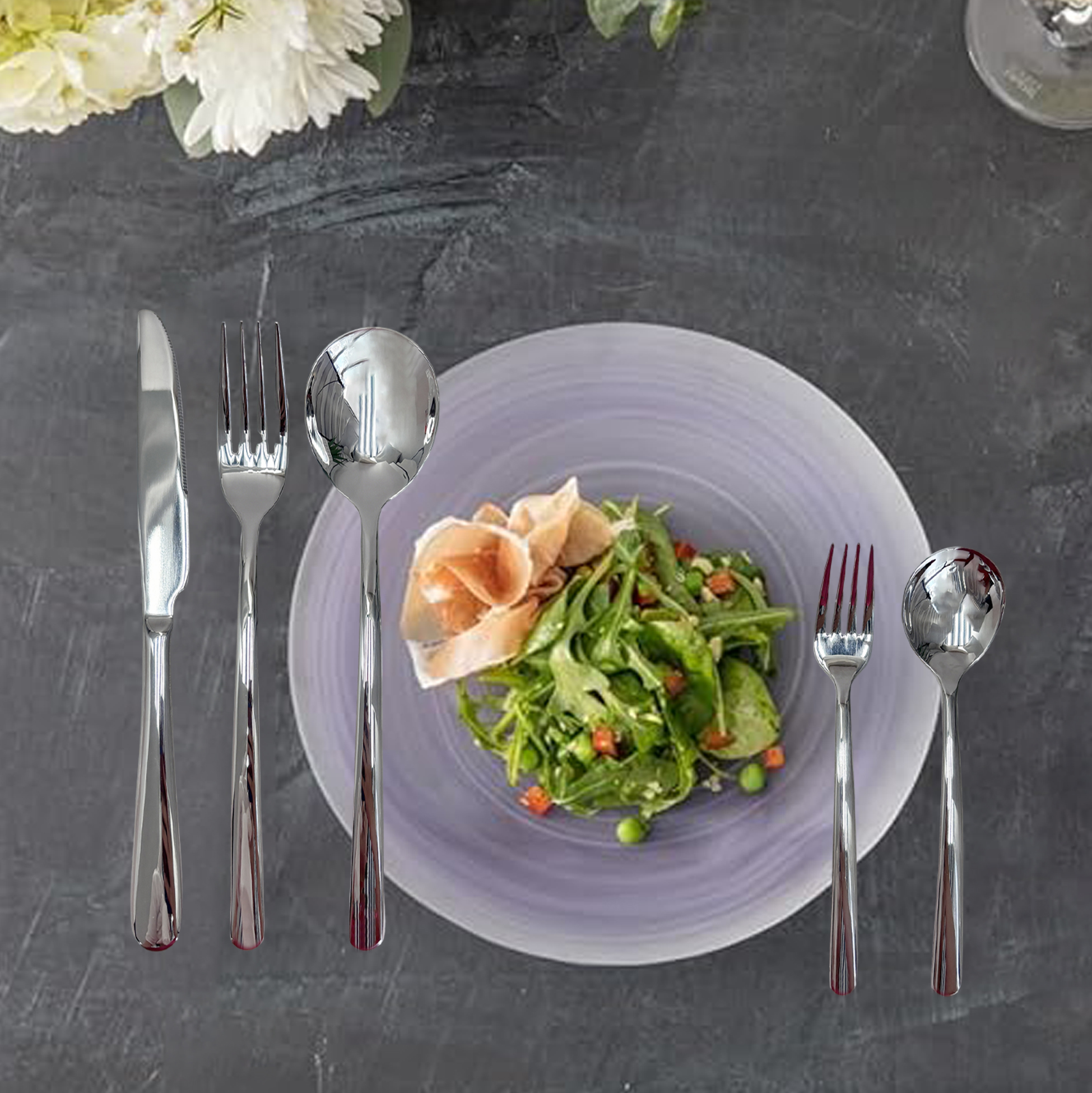 5-Piece Mirror-Polished Stainless Steel Cutlery Set