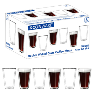 6 Pcs Double Walled Tapered Glass Tumbler