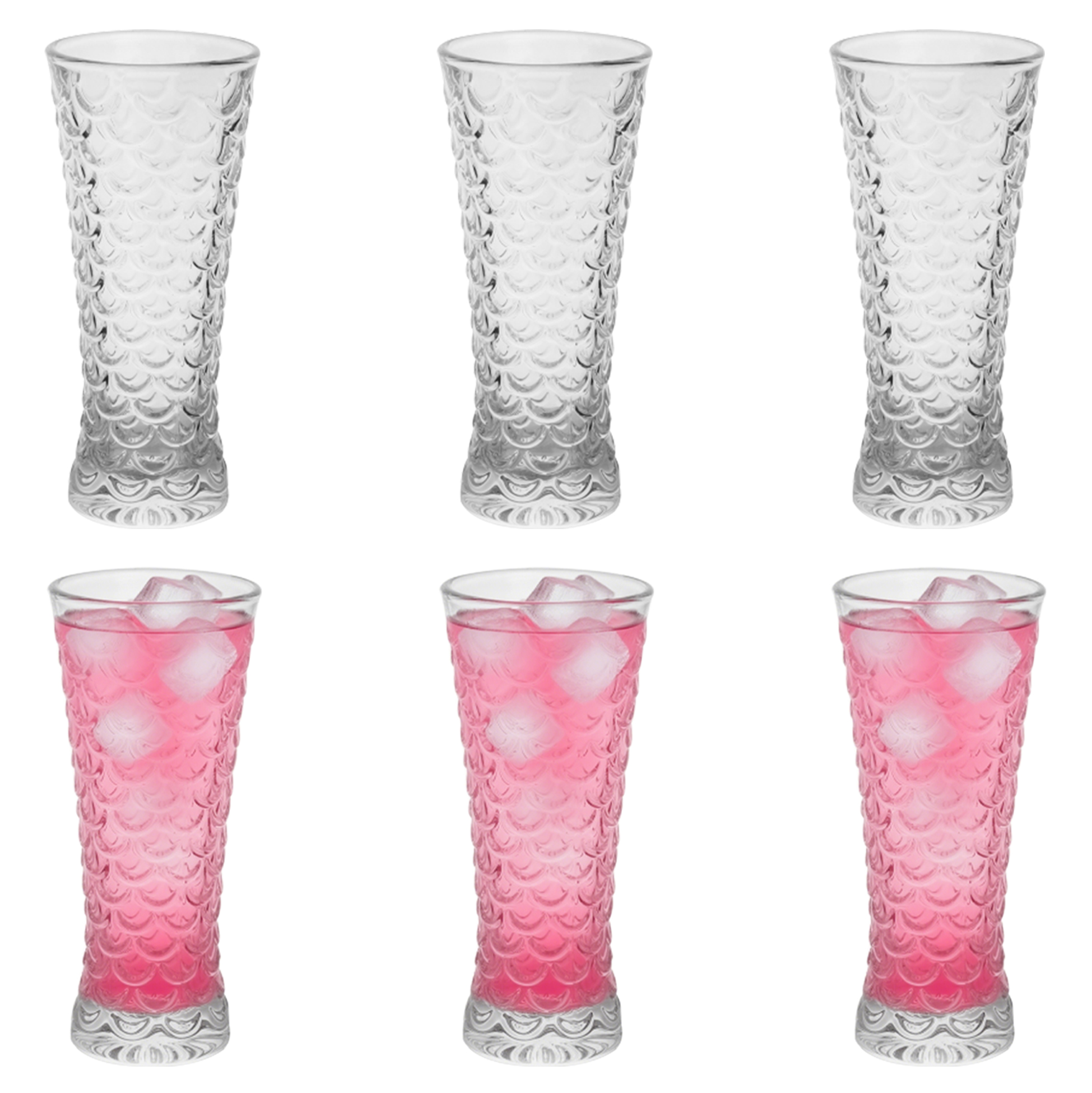 6-Piece Fish-Scale Textured Tall Glass Set