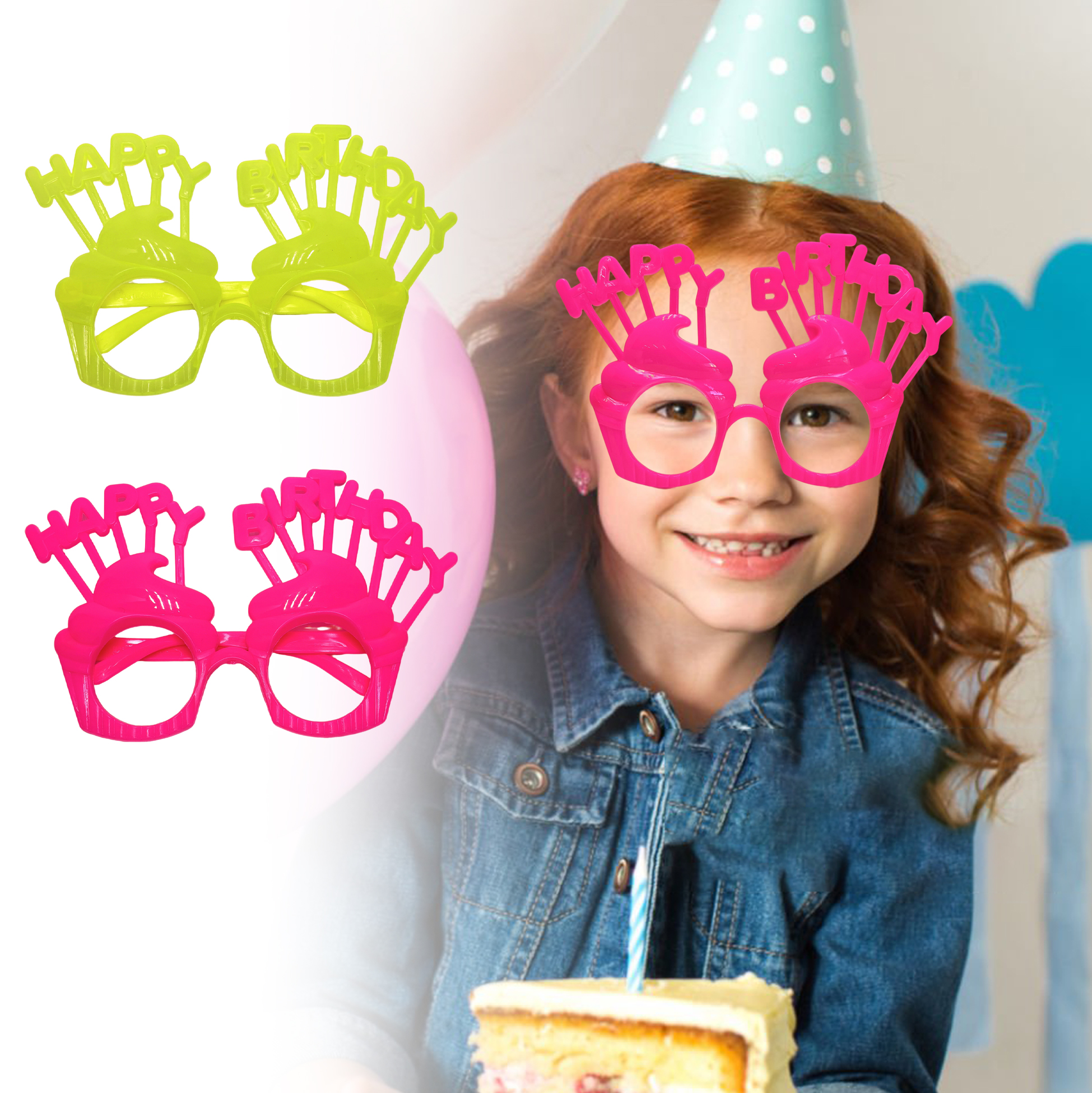 Cupcake-Shaped HappyBirthday Party Glasses