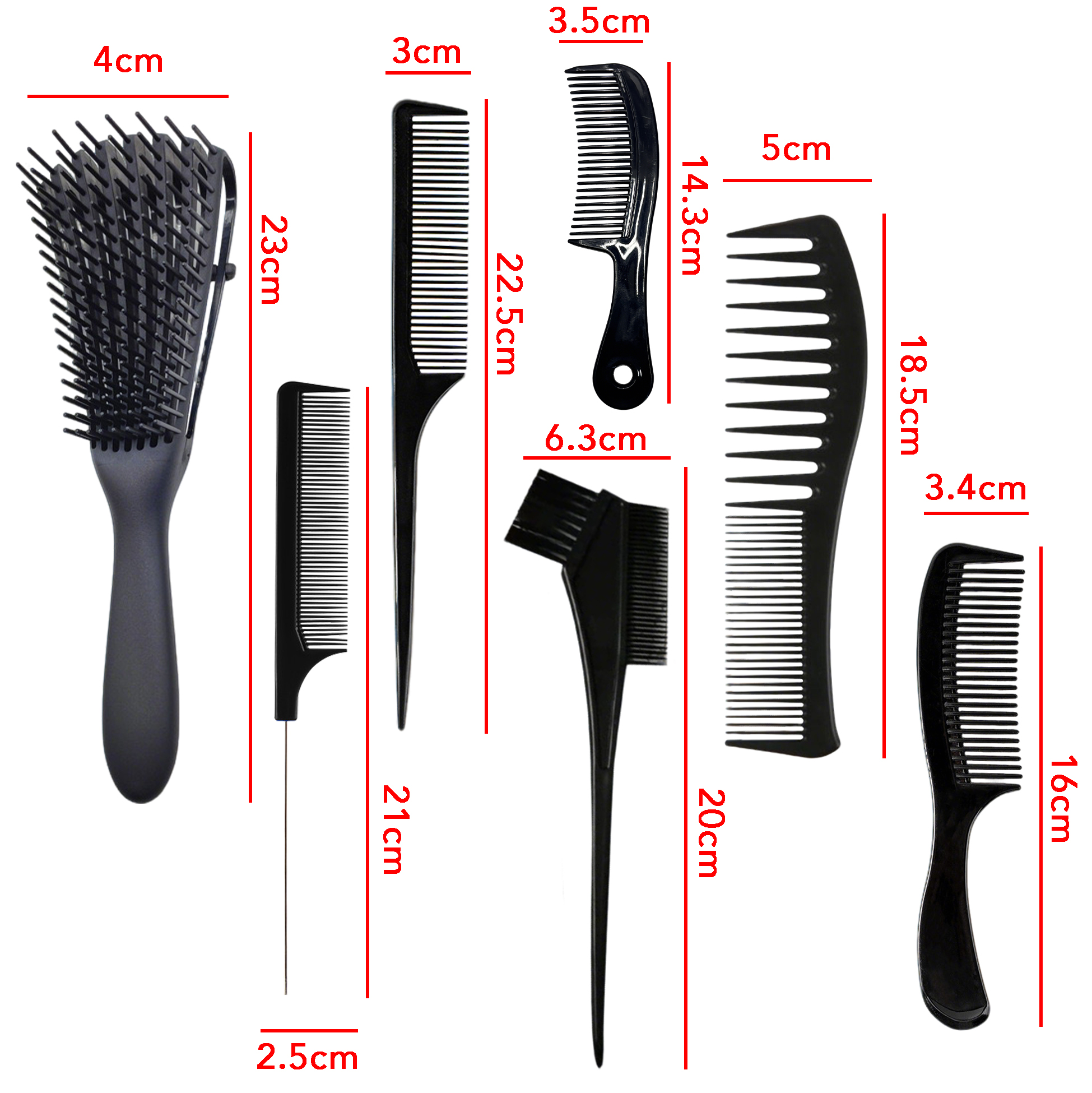 Black Hair Comb And Brush Set