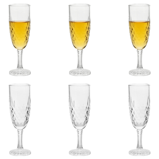 6-Piece Crystal-Patterned Champagne Flute Set