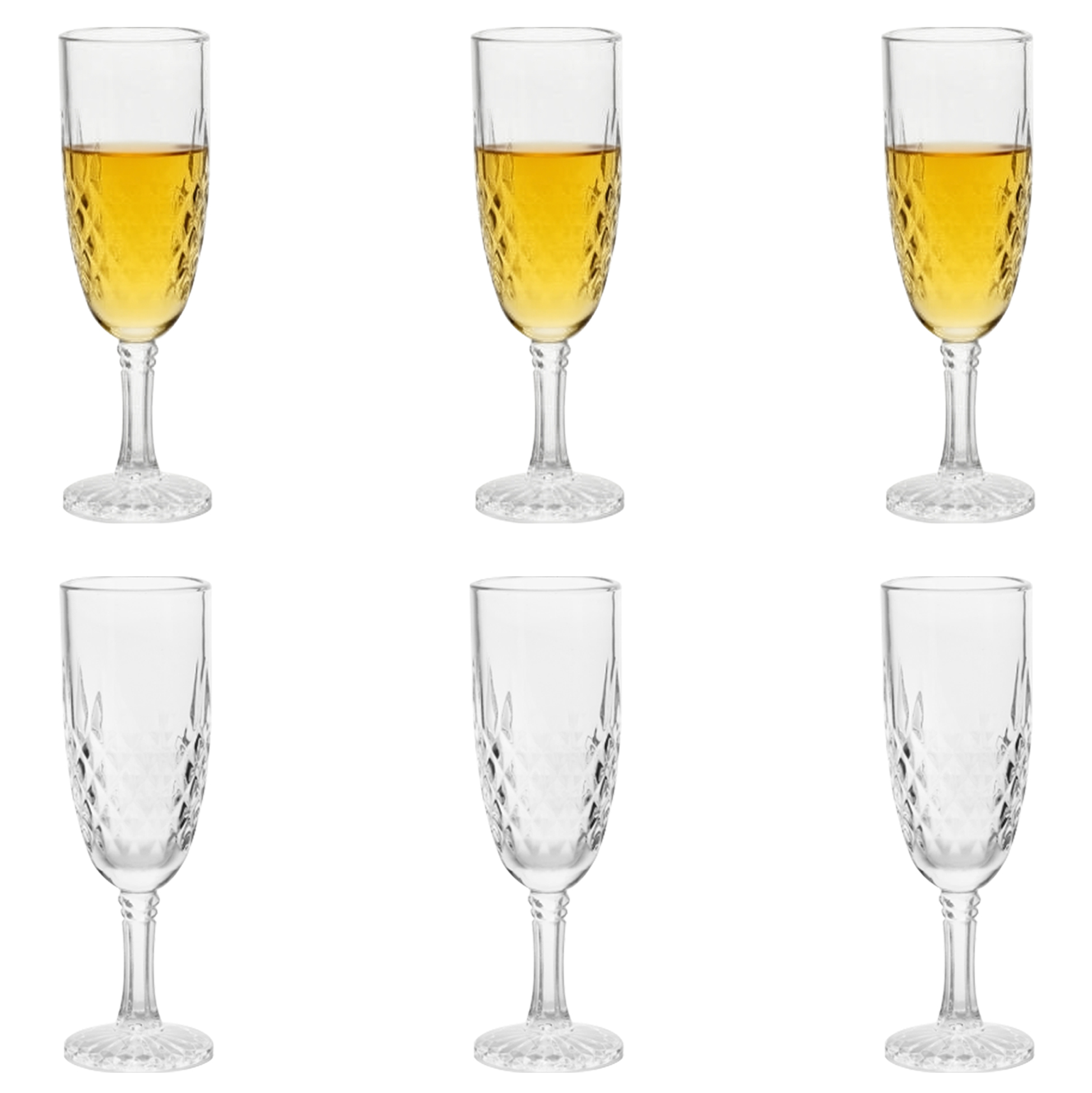 6-Piece Crystal-Patterned Champagne Flute Set