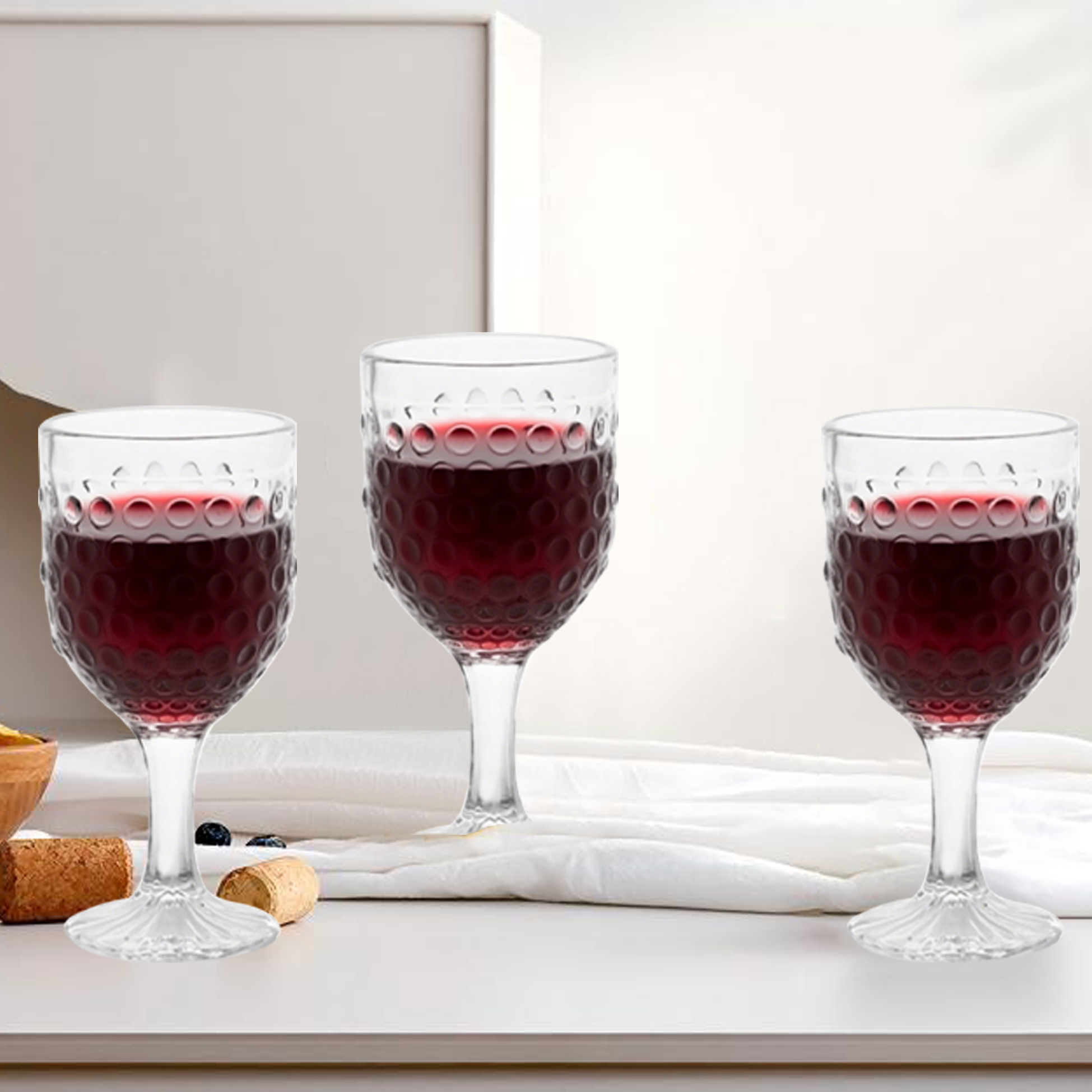 6-Piece Hobnail Red Wine Glass Set