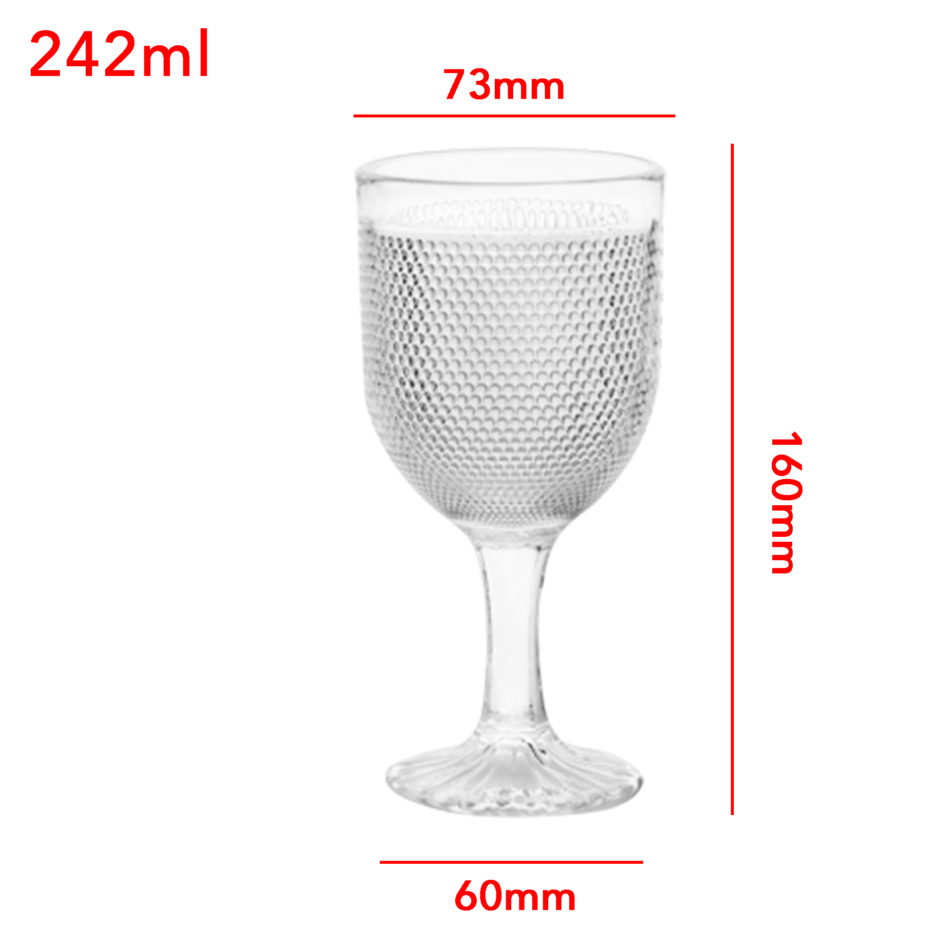 6-Piece Hobnail-Textured Wine Glass Set