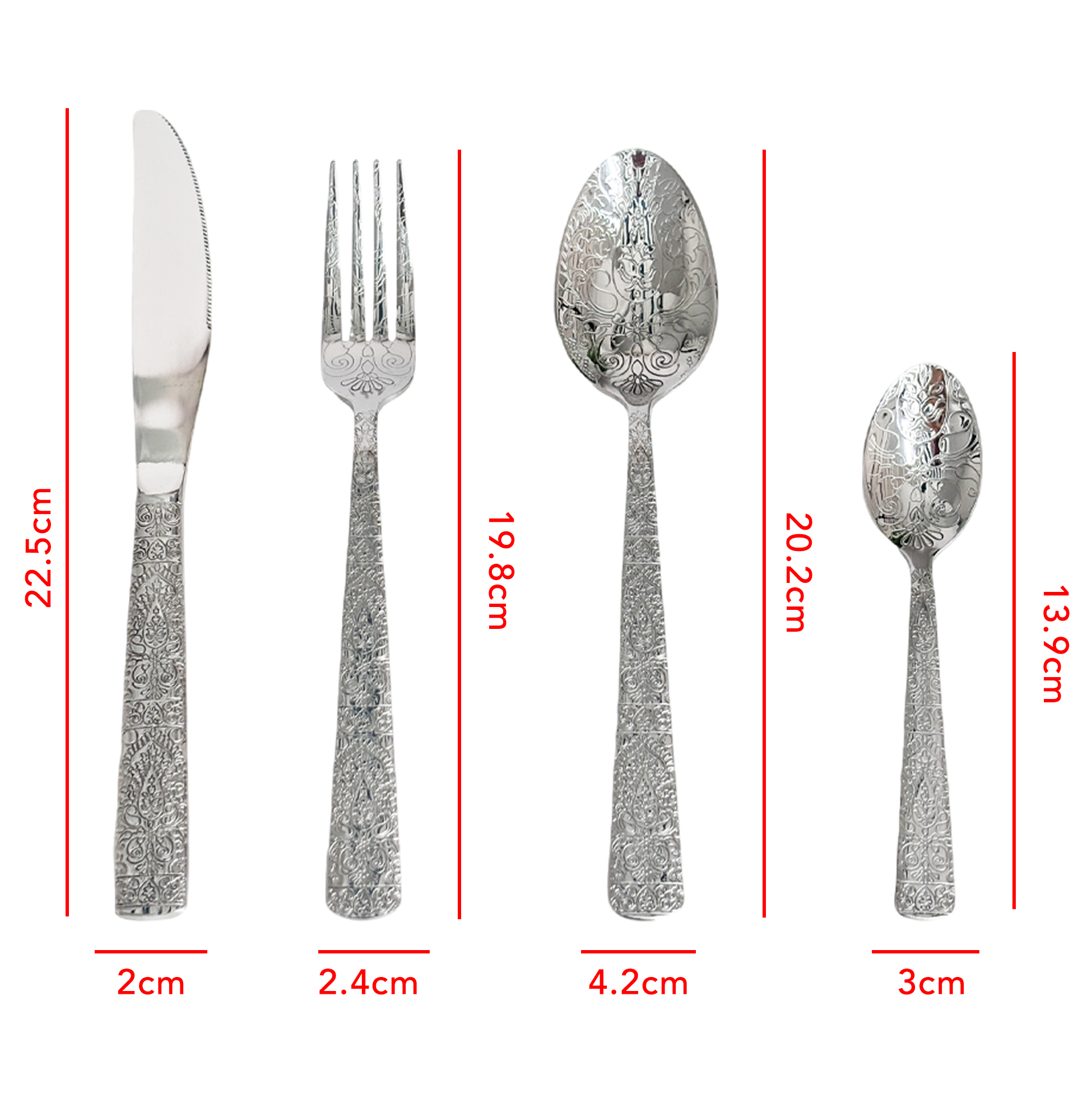 24-Piece Filigree-Engraved Silver Cutlery Set