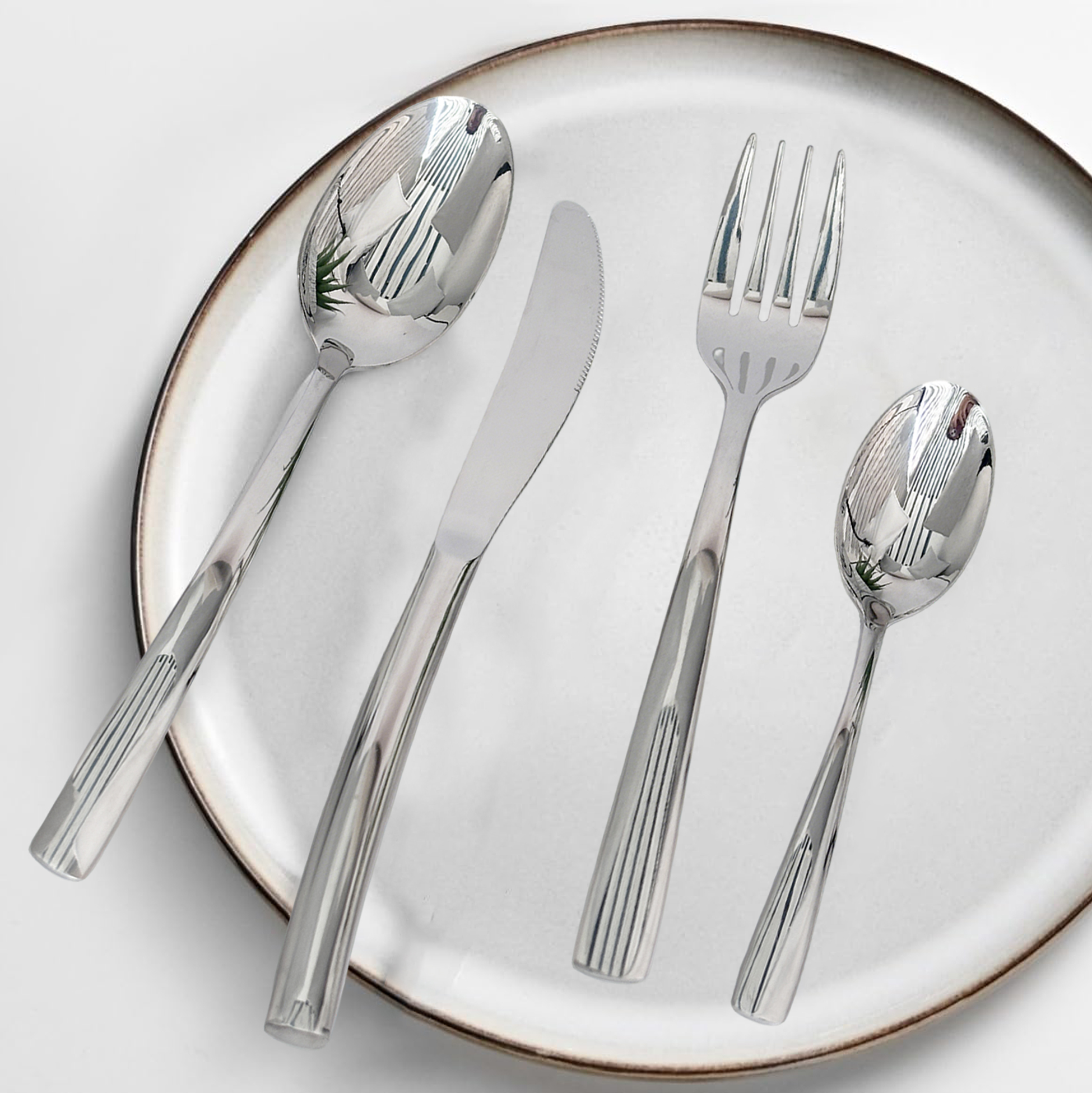 20-Piece Ribbed-Handle Stainless Steel Cutlery Set
