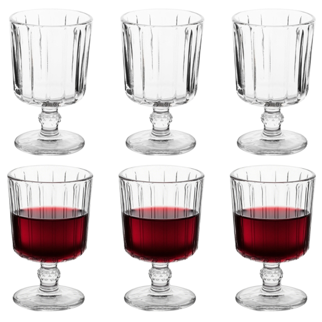 6-Piece Ribbed Vintage Wine Glass Set