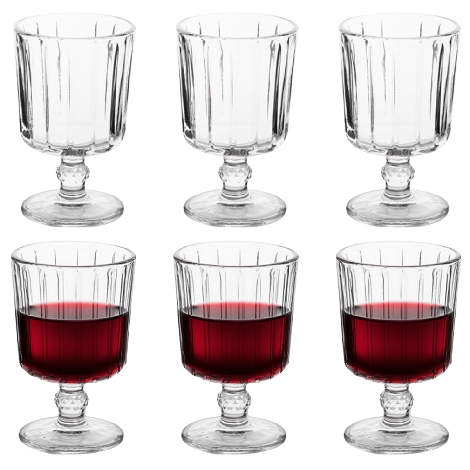 6-Piece Ribbed Vintage Wine Glass Set