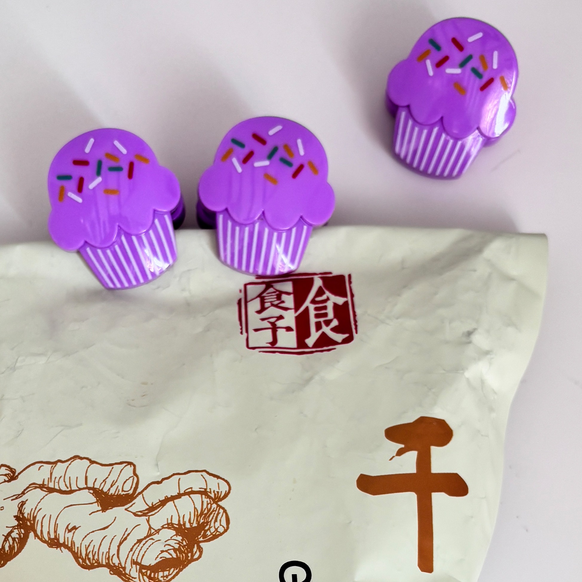 Purple Cupcake-Shaped Plastic Clip Set of 6
