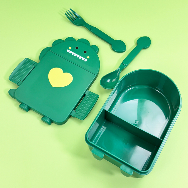 Dinosaur-shaped Kids’ Lunch Box Set with Cutlery