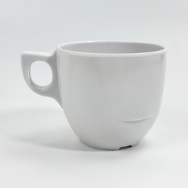 White Melamine Mug with Unique Handle