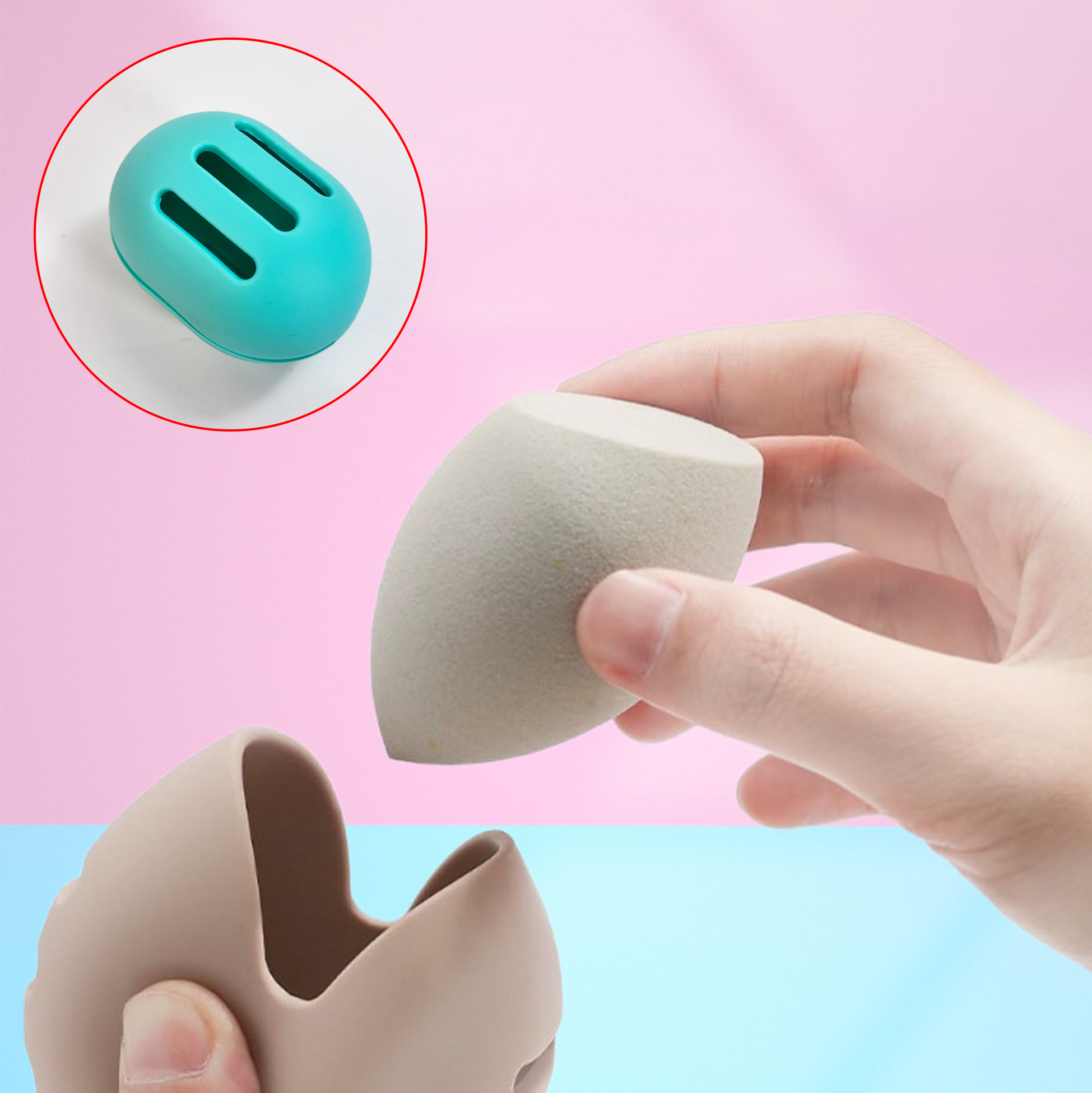 Teal Silicone Makeup Sponge Holder