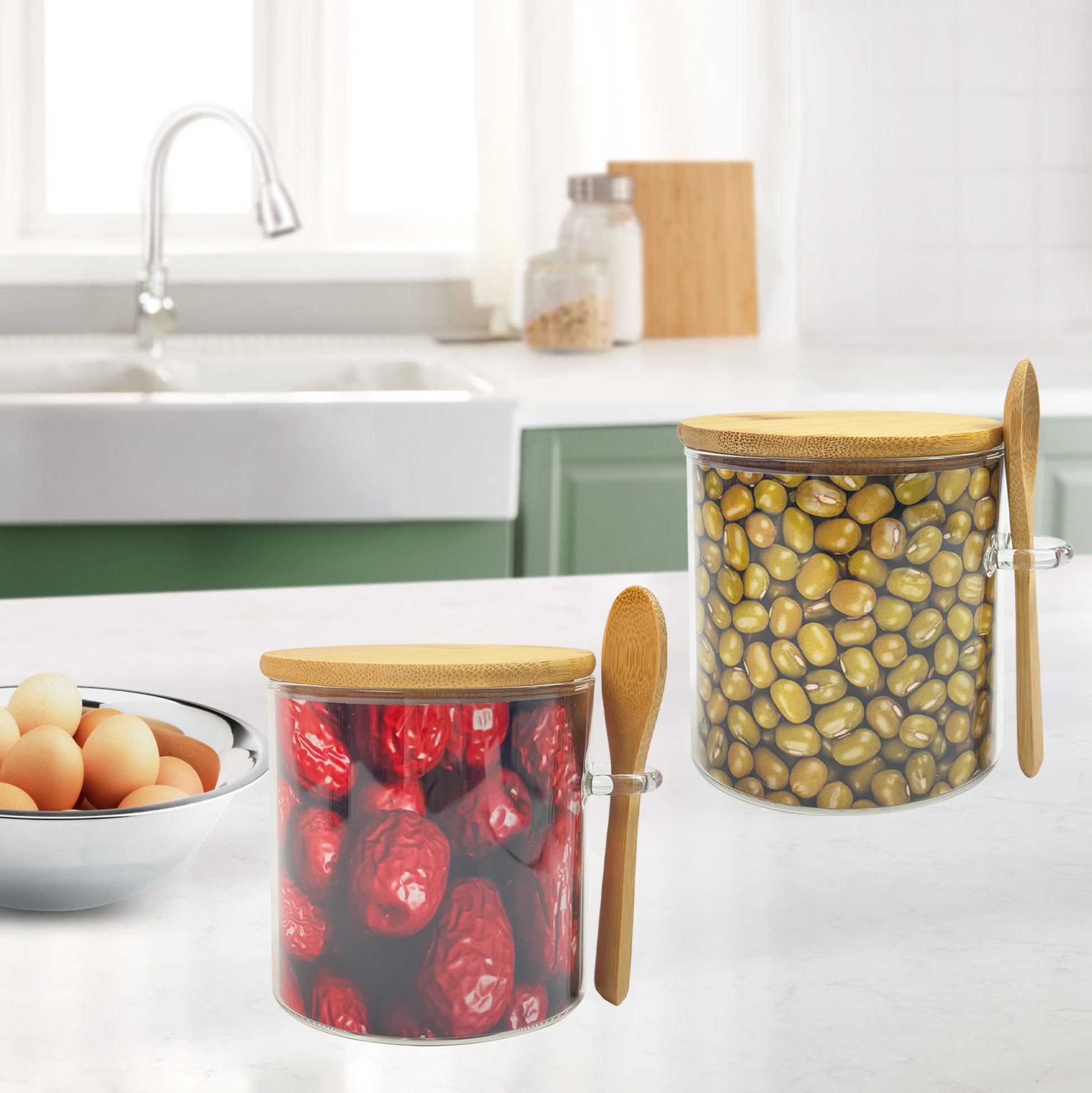 2-piece Glass Kitchen Storage Jars