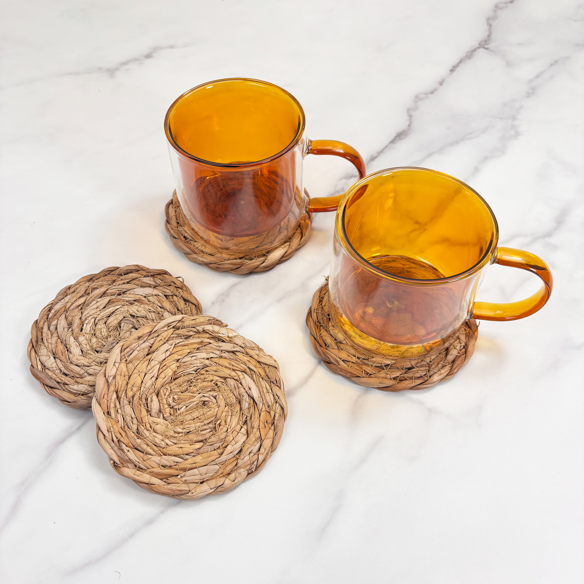 4-Piece Rush Grass Coaster Set