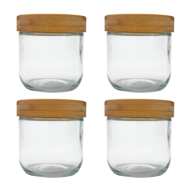 4-piece Glass Storage Jars with Bamboo Lids
