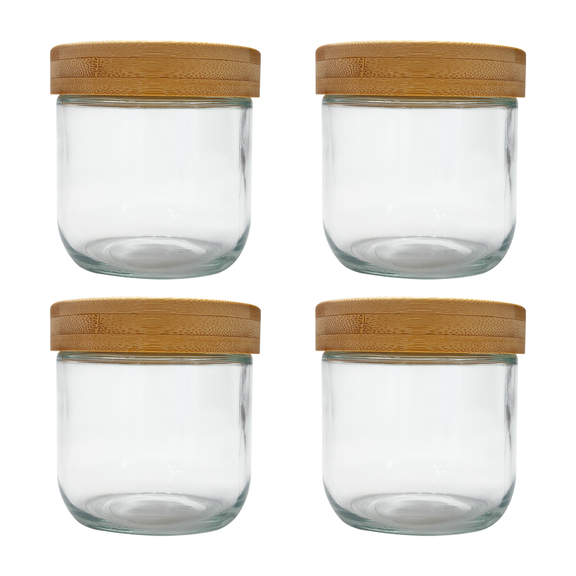 4-piece Glass Storage Jars with Bamboo Lids
