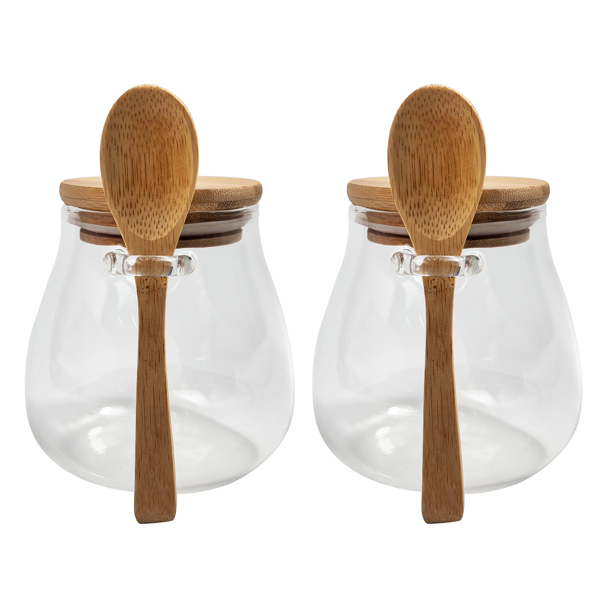 2-piece Glass Kitchen Storage Jars with Bamboo Spoons