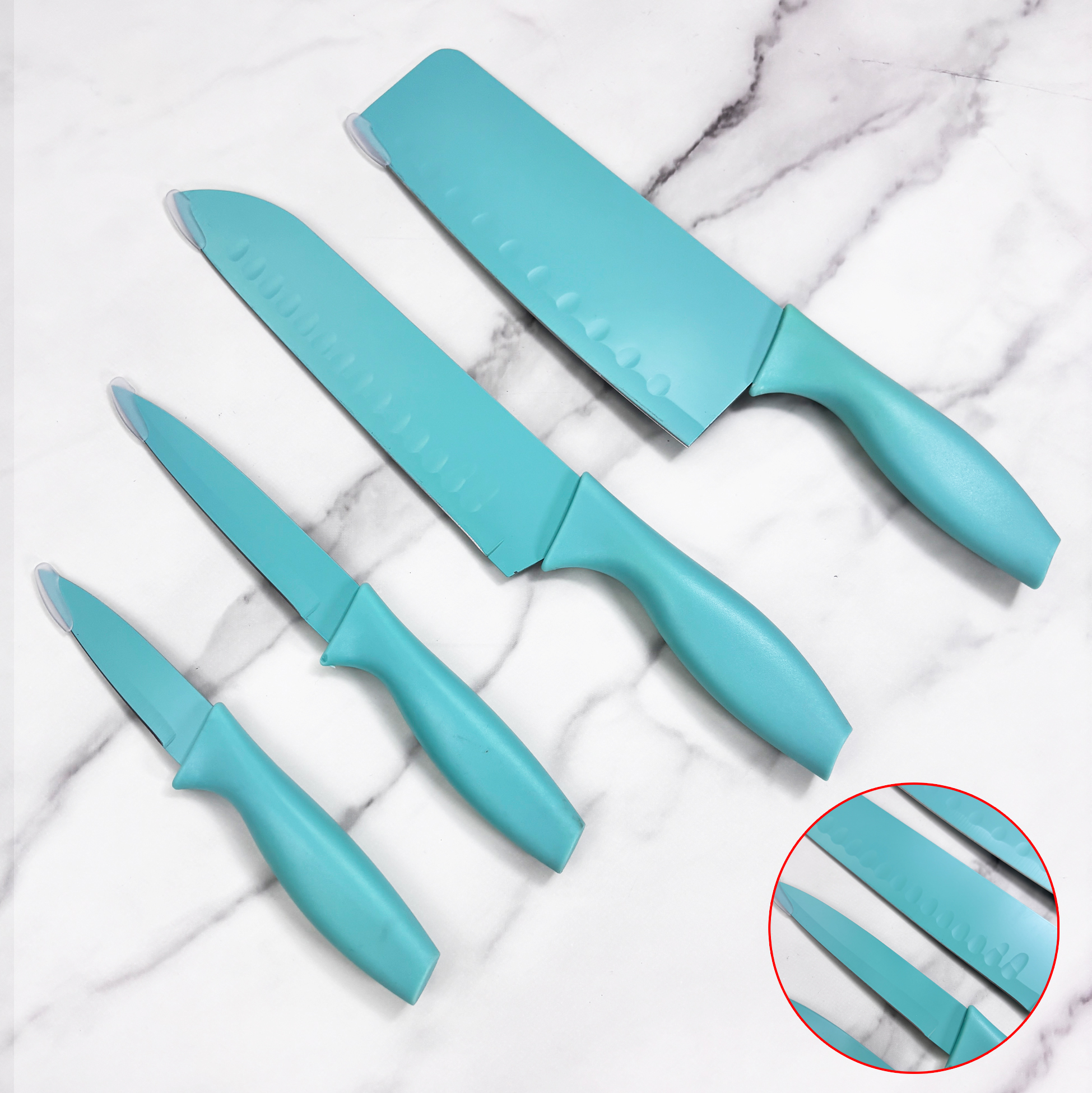 4-piece Turquoise Kitchen Knife Set