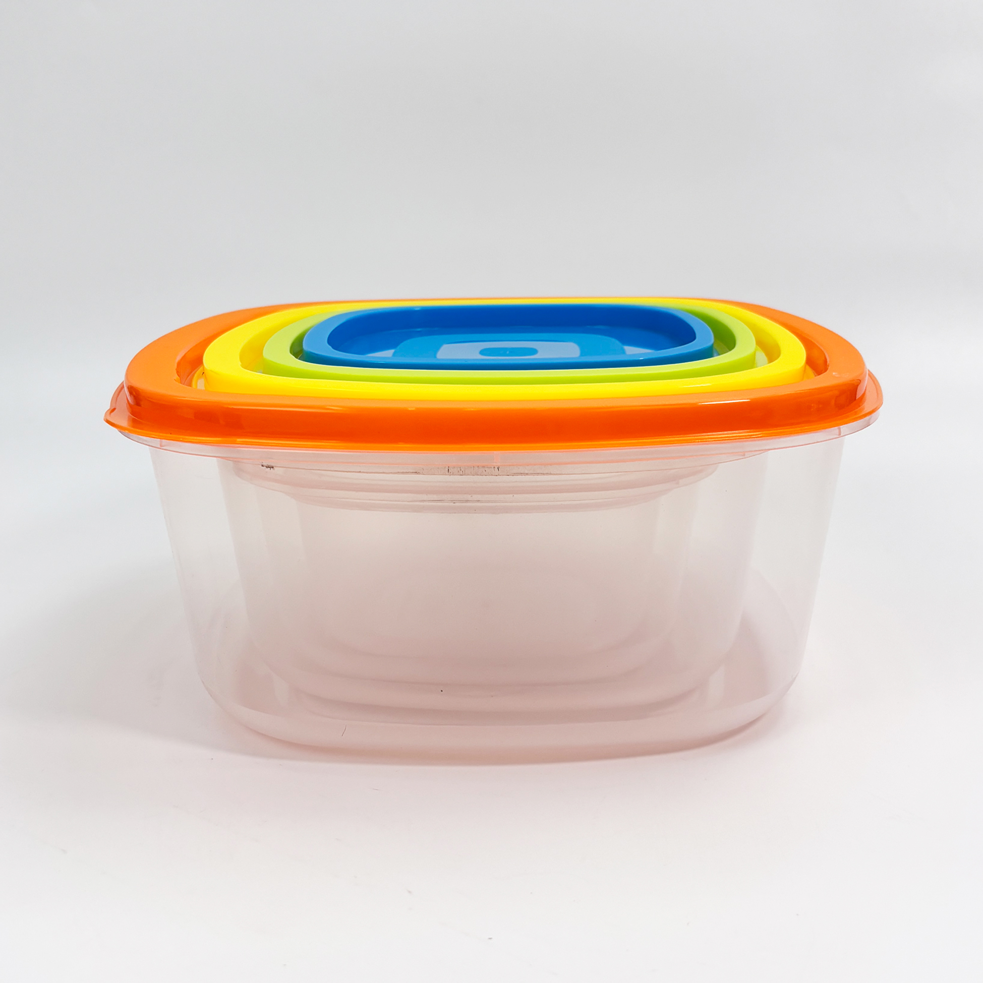 4-piece Square Plastic Salad Bowl Set with Lids