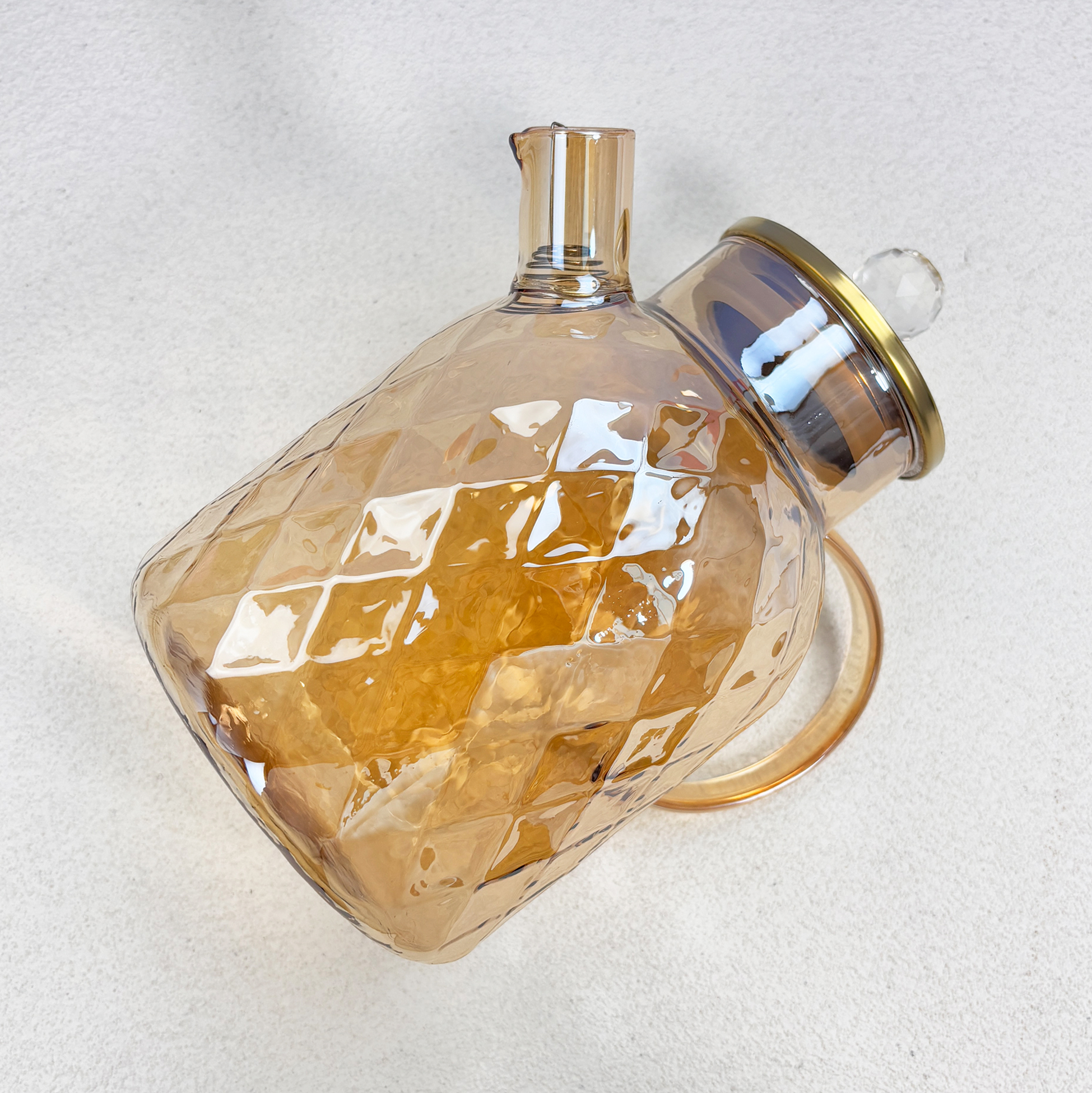 Diamond-patterned Glass Teapot