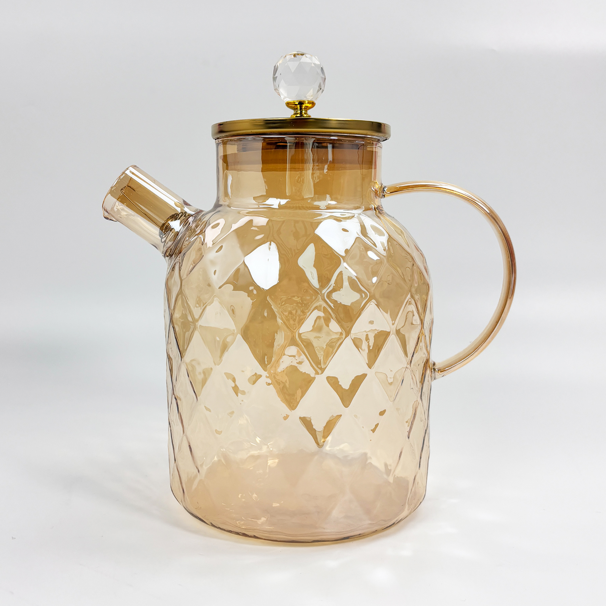 Diamond-patterned Glass Teapot