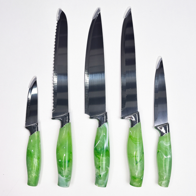 5-pcs Green-handled Kitchen Knife Set